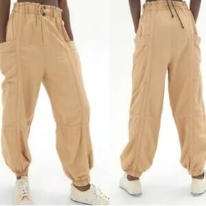 Urban Outfitters Isla Slouchy Linen Jogger Cargo Pants S High Waist *Read
